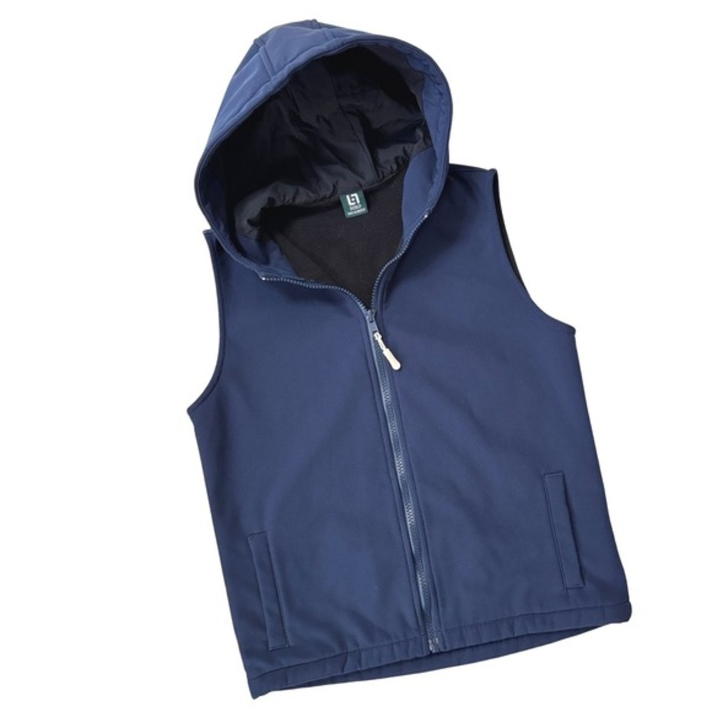 Solo Golf Hooded Vest Softshell‎ Youth 9/10 Navy Blue Fleece Lined Made in USA